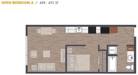 Open One Bedroom Floorplan